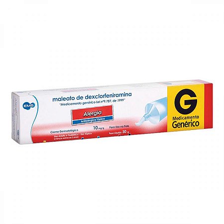 Maleato de dexclorfeniramina creme 10mg 30g