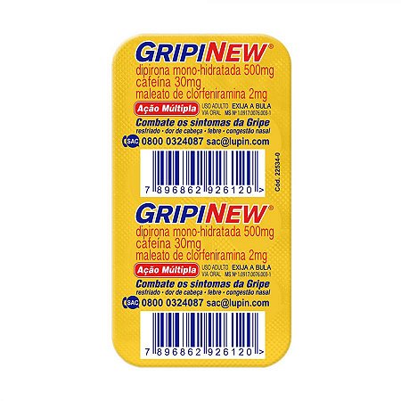 Gripinew 250mg + 30mg + 250mg + 2mg 6 comprimidos