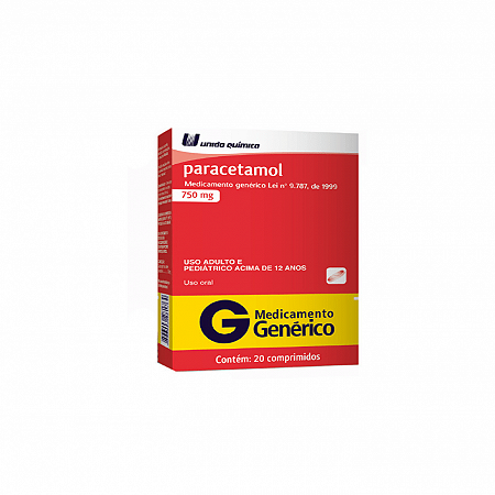 Paracetamol 750mg com 20 comprimidos