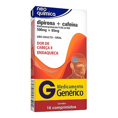 Dipirona sodica + cafeina 500/65mg 16 comprimidos