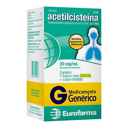Acetilcisteina xarope 20mg 100ml 1 copo medidor