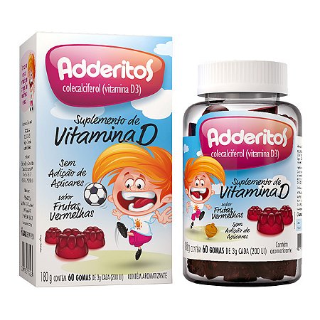 Adderitos vitamina d infantil 60 gomas
