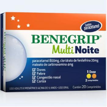 Benegrip multi noite 800mg + 20mg + 4mg 20 comprimidos