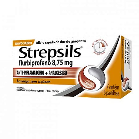Strepsils 8,75mg sabor laranja 16 pastilhas