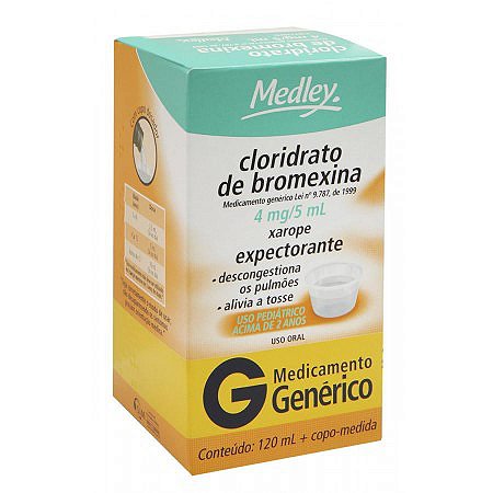 Cloridrato de bromexina 4mg xarope pediatrico 120ml