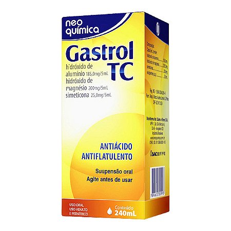 Gastrol tc suspensao oral 37mg + 40mg + 5mg 240ml