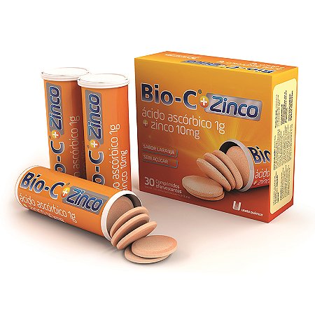 Bio c + zinco 1g + 10mg 30 comprimidos efervescentes