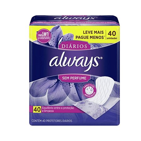 Always Protetor Diário Sem Perfume 40 unidades