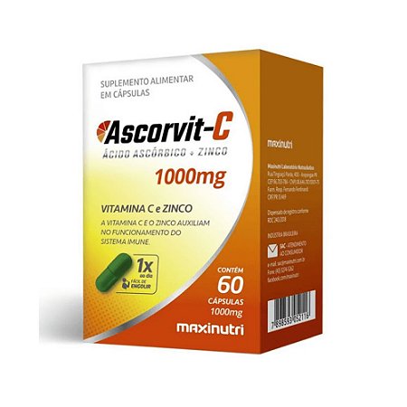 ASCORVIT C 1G (VITAMINA C+ZINCO) 60 CAPS