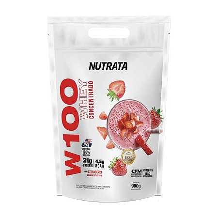 Whey Concentrado W100 900g Morango Refil