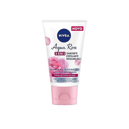 Sabonete, Esfoliante e Máscara Facial Nivea Aqua Rose 3 em 1 com 150ml