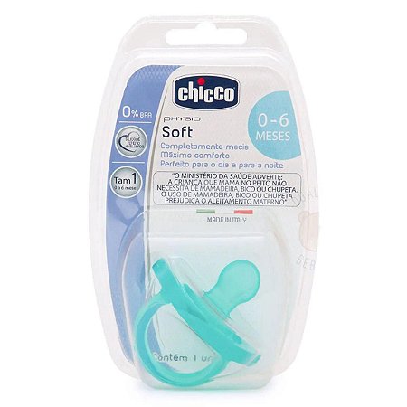 Chupeta de Silicone Physio Soft Chicco 0 a 6 Meses Tamanho 1 Verde