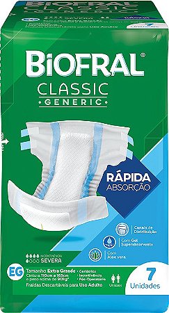 BIOFRAL CLASSIC GENERIC FRALDA ADULTA EG COM 7 UNIDADES