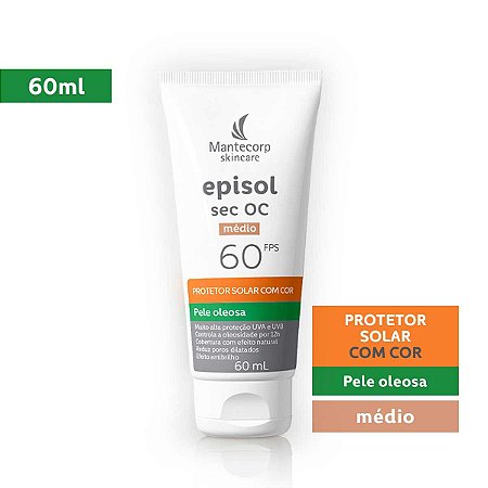 Protetor Solar Facial com Cor Episol Sec OC Médio Escuro FPS60 60ml