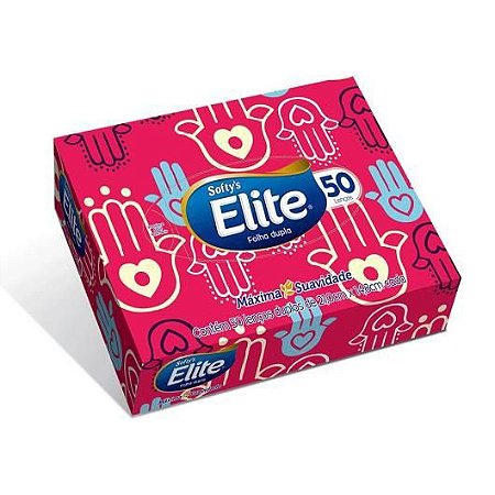 LENÇO DE PAPEL SOFTY'S ELITE FOLHA DUPLA COM 50 UNIDADES
