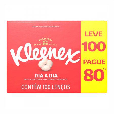LENÇO DE PAPEL KLEENEX COM 100 UNIDADES