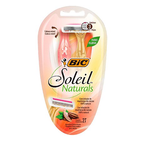 DEPILADOR DESCARTÁVEL BIC SOLEIL NATURALS PREMIUM COM 2 UNIDADES