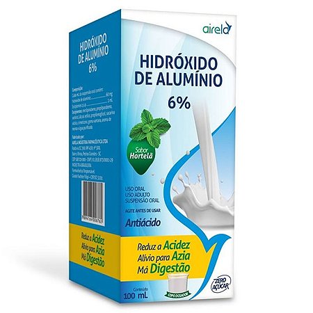 Antiácido Hidróxido de Alumínio 6% Airela Sabor Hortelã Suspensão Oral 100ml
