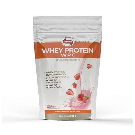 WHEY PROTEIN WPC REFIL 900G MORANGO