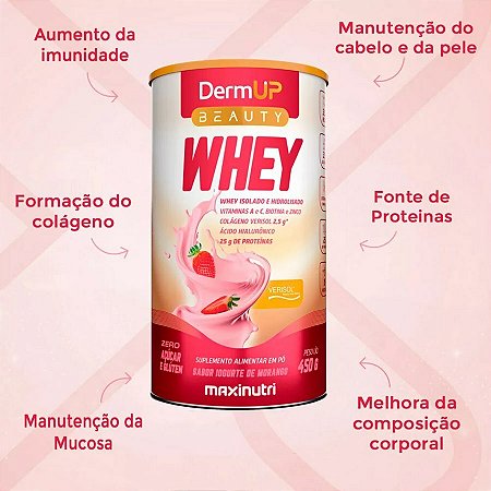 WHEY DERMUP BEAUTY IOGURTE DE MORANGO 450G