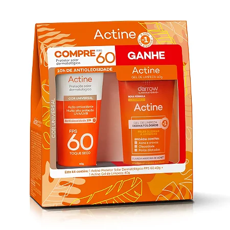Actine Kit Protetor Solar Fps60 40g + Gel de Limpeza 40g