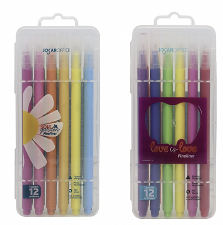 CONJUNTO MARCADOR FINELINER 12 CORES