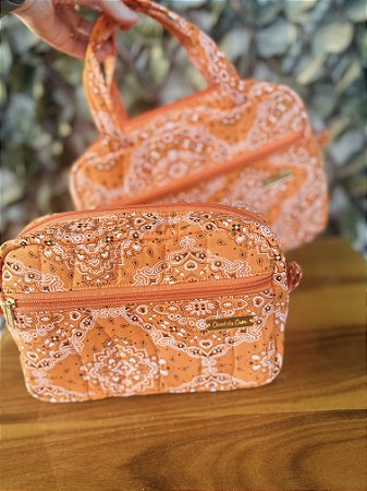 Necessaire laranja paisley sem alça