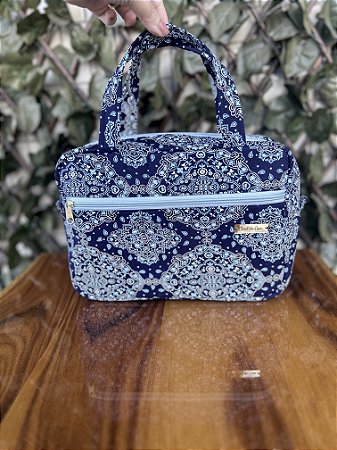 Necessaire Marinho Paisley Com Alças