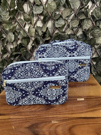 Necessaire média marinho paisley