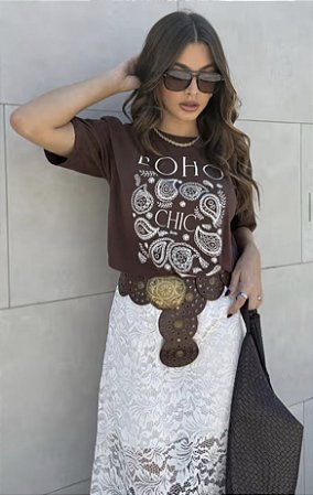 T shirt boho marrom