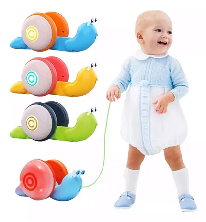 Brinquedo Bichinho De Puxar Caracol C/ Musica E Luzes