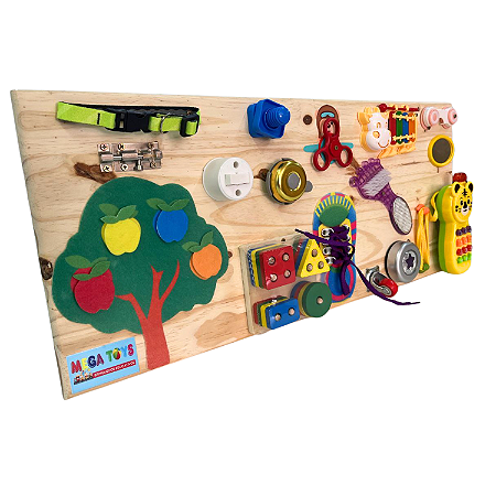 Painel Sensorial Montessori Em Madeira Pinus 30x70cm Pronta Entrega
