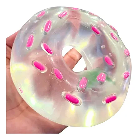 Squishy Donut Gigante Pra Apertar Silicone Transparente - UNIDADE!
