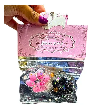 Kit 2 Taba Squishy Patinhas Do Tik Tok De Apertar Mole