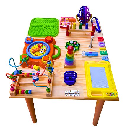Mesinha Pedagógica Painel Sensorial Brinquedo 15 Atividades