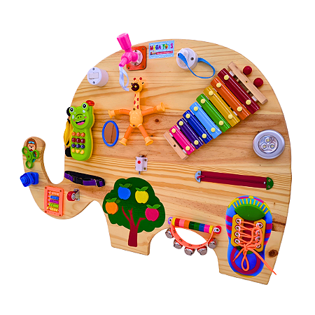 Painel Sensorial Elefantinho Autismo Madeira 18 Atividades