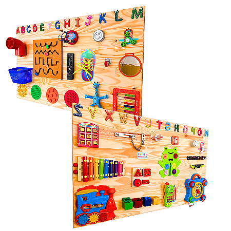 Painel Sensorial Montessori Gigante Madeira 31 Atividades 2 Metros Duplo