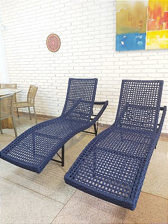 Espreguiçadeira Gi em Alumínio e Tricô Náutico