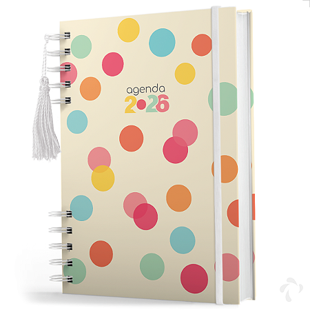 Agenda 2026 Coleção Happy Com Capa Dura Círculos Colors