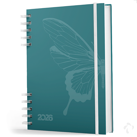 Nisti Print Agenda 2026 Organização Pessoal Capa Dura Borboleta Verde
