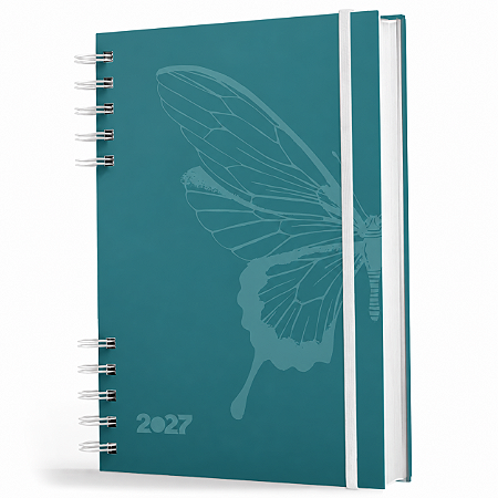 Nisti Print Agenda 2027 Organização Pessoal Capa Dura Borboleta Verde