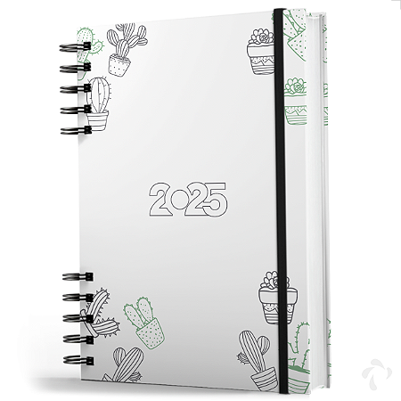 Agenda Organização Anual Capa Dura Coleção Minimalist Cactos