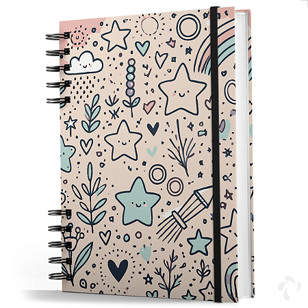 Caderno De Anotações Capa Dura Coleção Clean Happy Stars