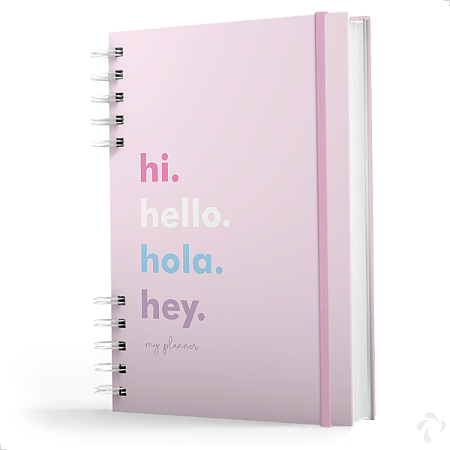 Planner Visão Semanal e Mensal Capa Dura Hi Hello Pink