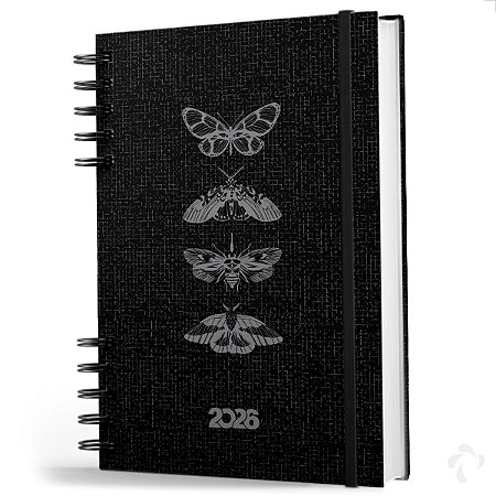 Agenda 2026 Capa Dura Organização Pessoal Anual Nature Black