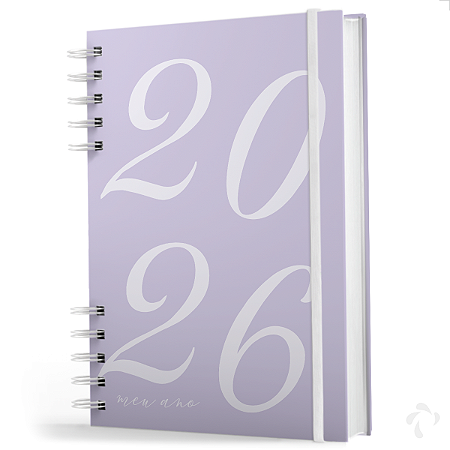 Agenda 2026 Capa Dura Organização Pessoal Anual Lilás Pastel