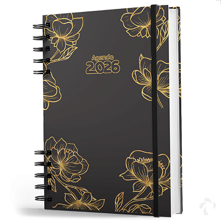 Agenda 2026 Capa Dura Organização Pessoal Anual Black Garden