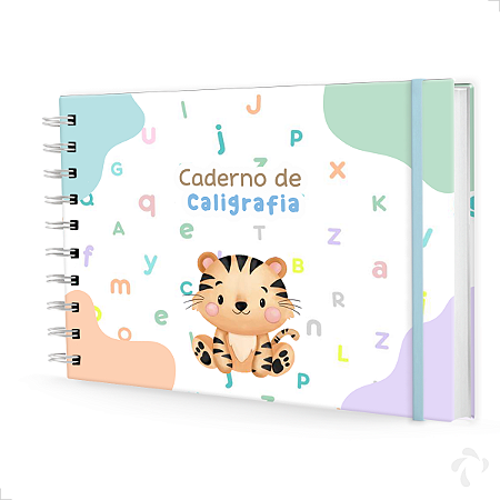 Caderno De Caligrafia c/ Atividades Capa Dura Menino Tigre