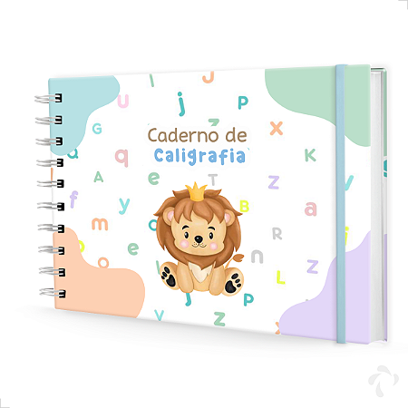 Caderno De Caligrafia c/ Atividades Capa Dura Menino Leão
