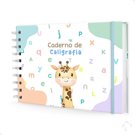 Caderno De Caligrafia c/ Atividades Capa Dura Menino Girafa